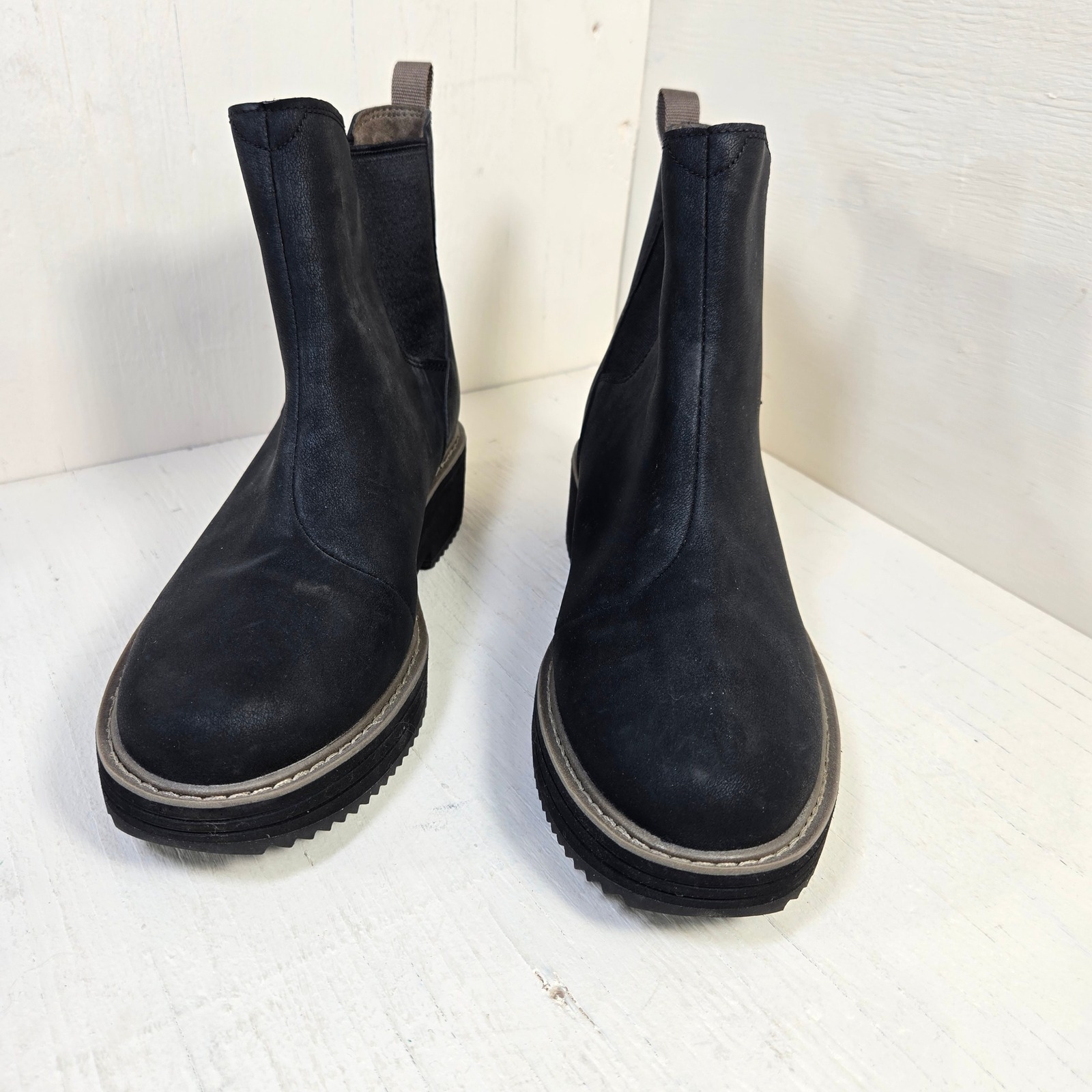 Teva Ellery Ankle Waterproof Chelsea Boots Black Leather Women's Size 7 1123094